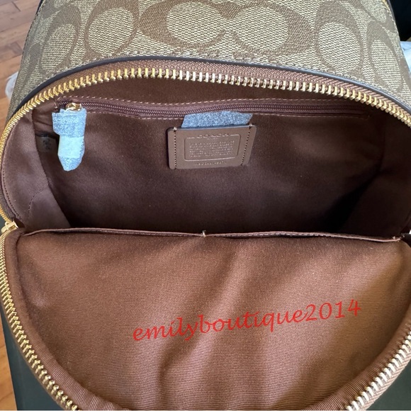 NWT Coach 5671 Court Backpack In Signature Canvas Khaki Saddle Brown Medium Bag - Picture 14 of 16